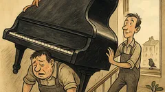 Vicc: Két költöztető zongorát cipel a 10.-re