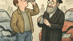 Vicc: Két autó összetörik, rabbi mosolyog