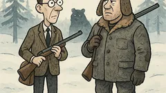 Vicc: Moszkvai professzor medvére vadászik Szibériában